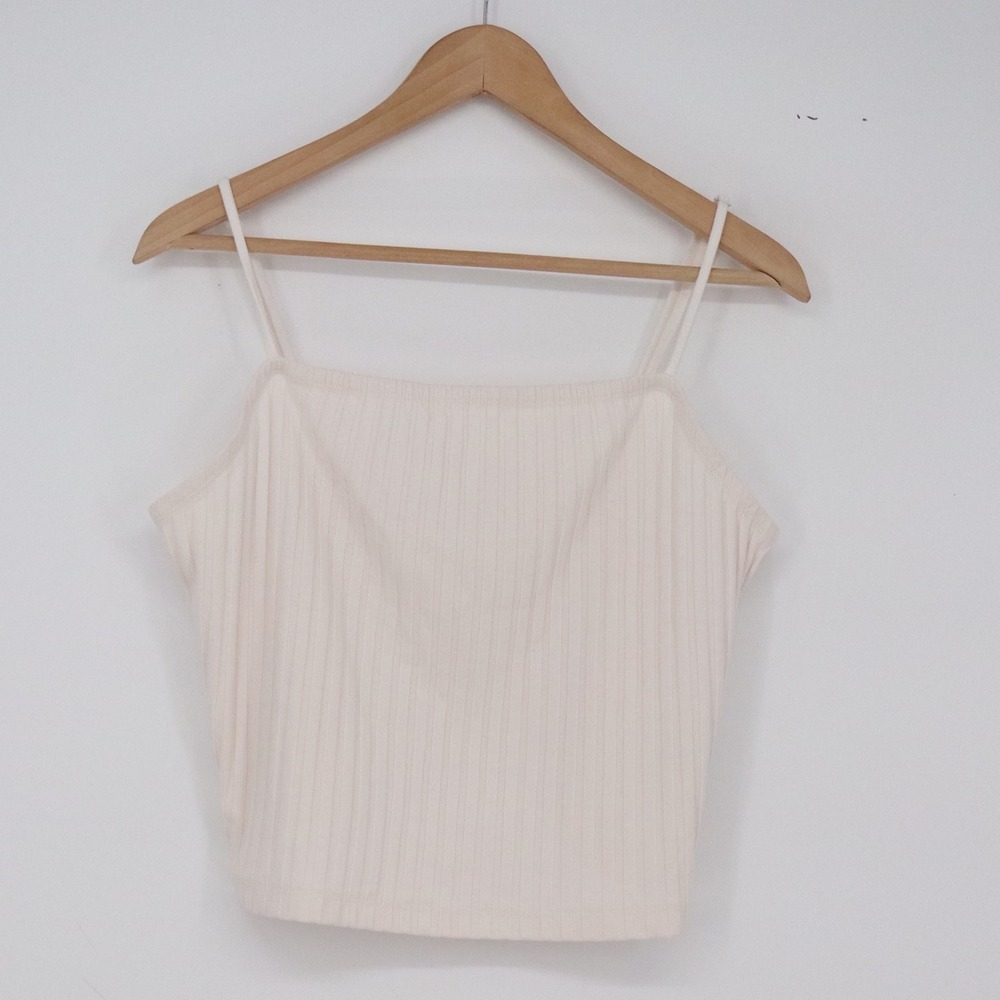 Universal Thread Cami Womens XXL Ribbed Knit Cream Square Neck Stretch Excellent